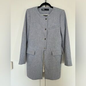 Long Blazer/Coat from Zara in grey-blue